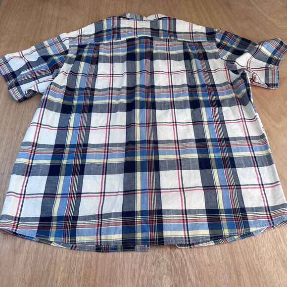 RedHead Brand Co Men’s 2XL Plaid Short Sleeve Button Up Shirt Red Navy Cotton - Picture 2 of 5